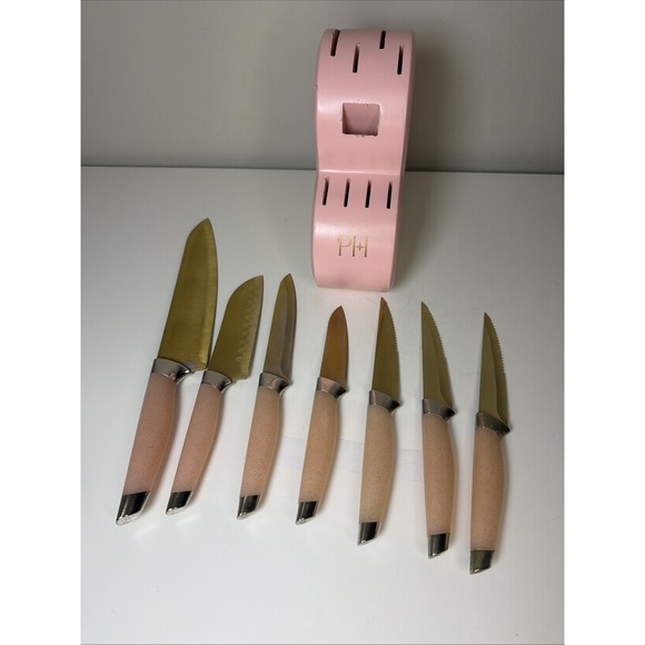 Paris Hilton 10-Piece Heart-Shaped Stainless Steel Knife Block Set Missing 2PC - Picture 3 of 16